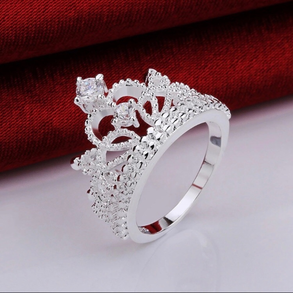 Sterling Silver My Princess Crown Diamond Ring